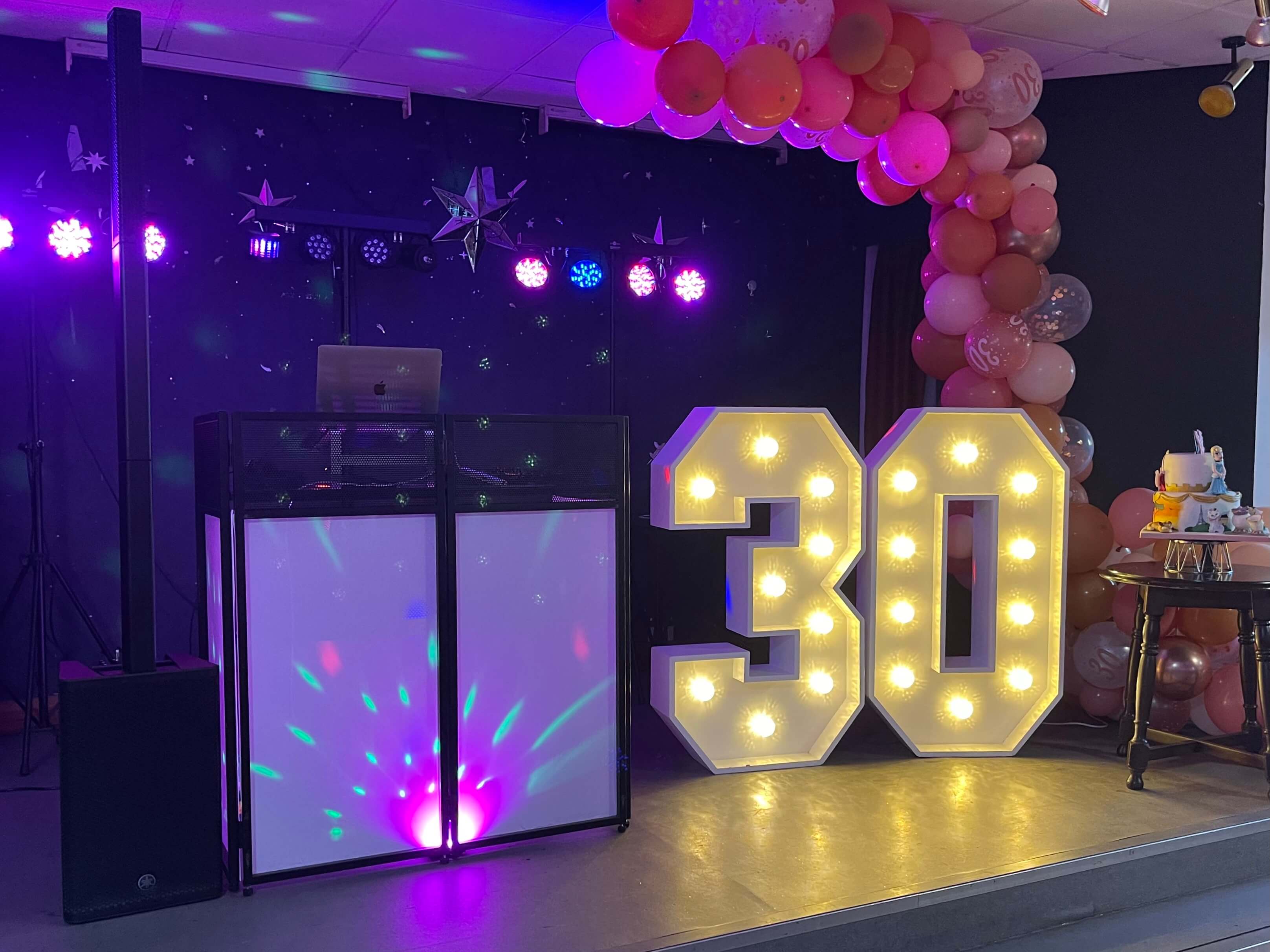 DJ setup for a 30th Birthday